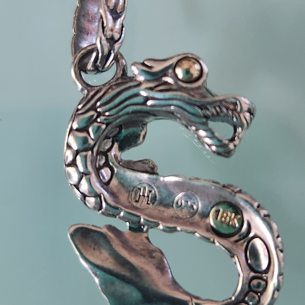 John Hardy Naga Dragon Pendant, Sterling Silver & 18K gold, preloved - Picture 3 of 8